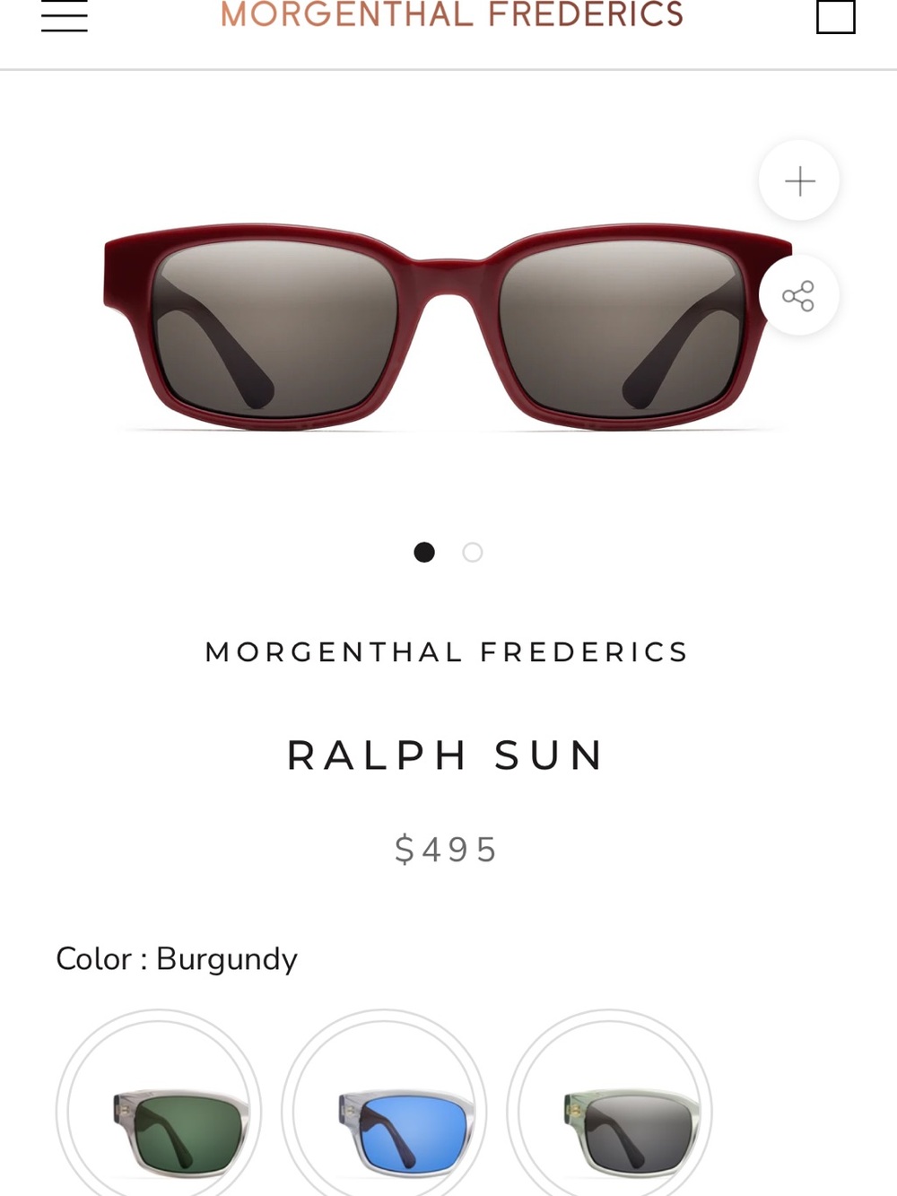 Morgenthal Frederics Ralph Sun Sunglasses - Burgundy
